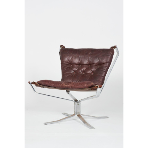 A leather and chrome Danish 'Falcon' Sigurd Ressell chair